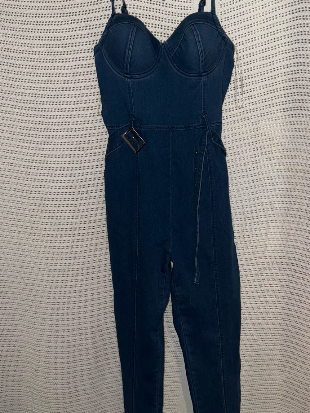 Haute Monde Light and Dark Blue Denim Bustier Top